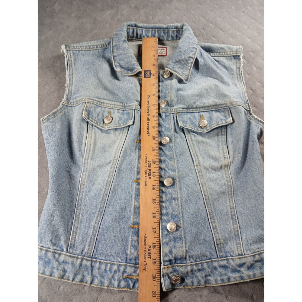 VTG Old Navy Blue Jeans Light Wash Denim Vest Sleeveless Trucker Jacket Small - Picture 4 of 6